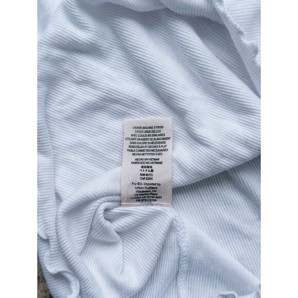 NWT We The Free Ribbed Blouse White Long Sleeve Ruffle XS Boho Cottagecore Fall - Picture 7 of 8